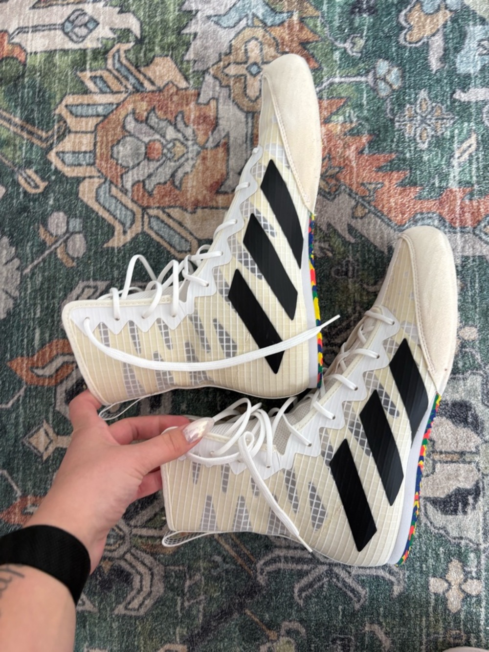Adidas Boxing Shoes – White High-Top – Size 8 (Men’s) / 9.5 (Women’s) - Picture 4 of 6